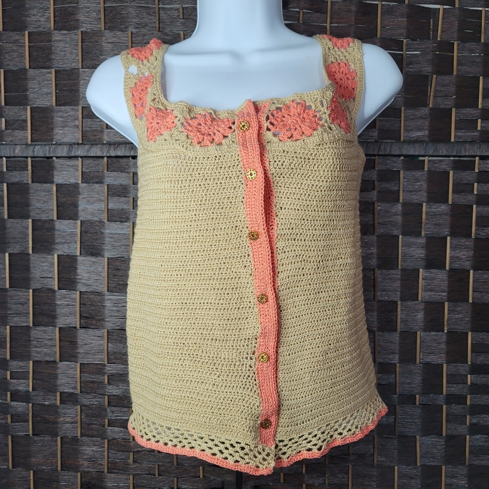 Crochet crop top Hand-made Size  :M